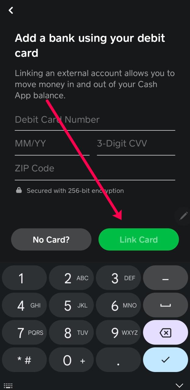 Como adicionar um cartão de débito ao aplicativo Cash
