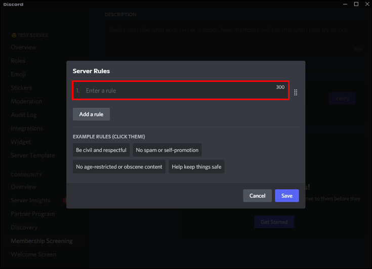 Como adicionar regras a um servidor Discord