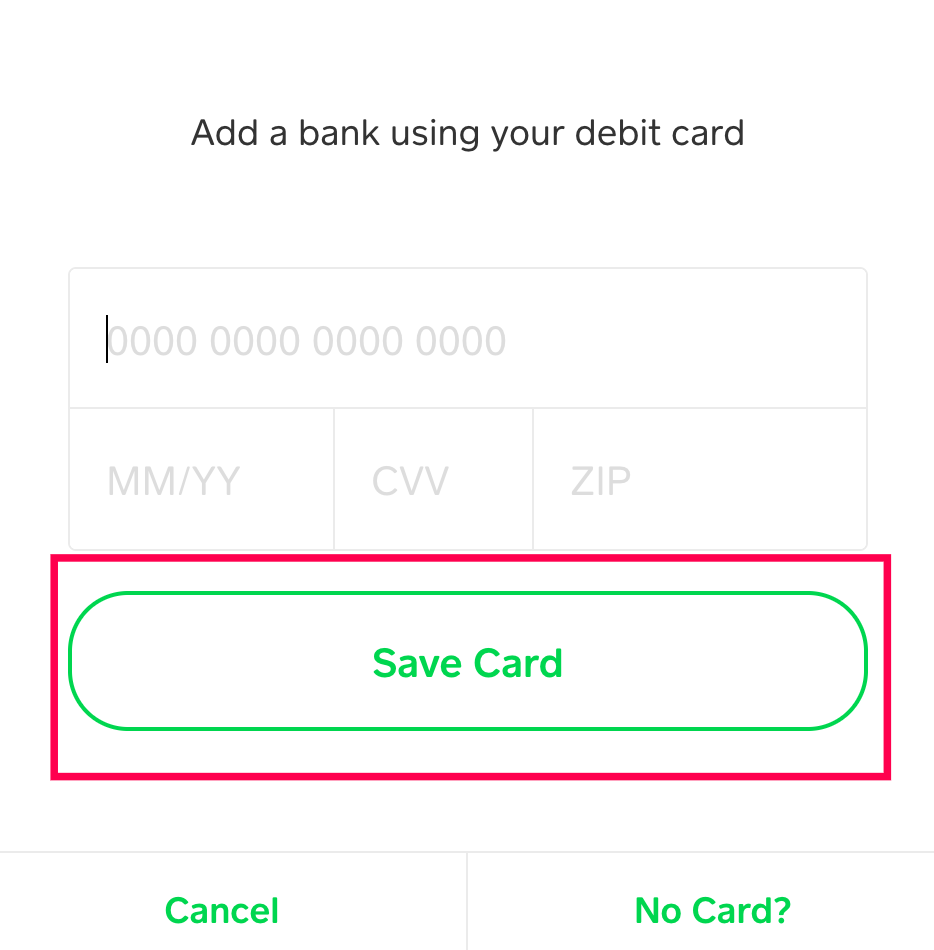 Como adicionar um cartão de débito ao aplicativo Cash
