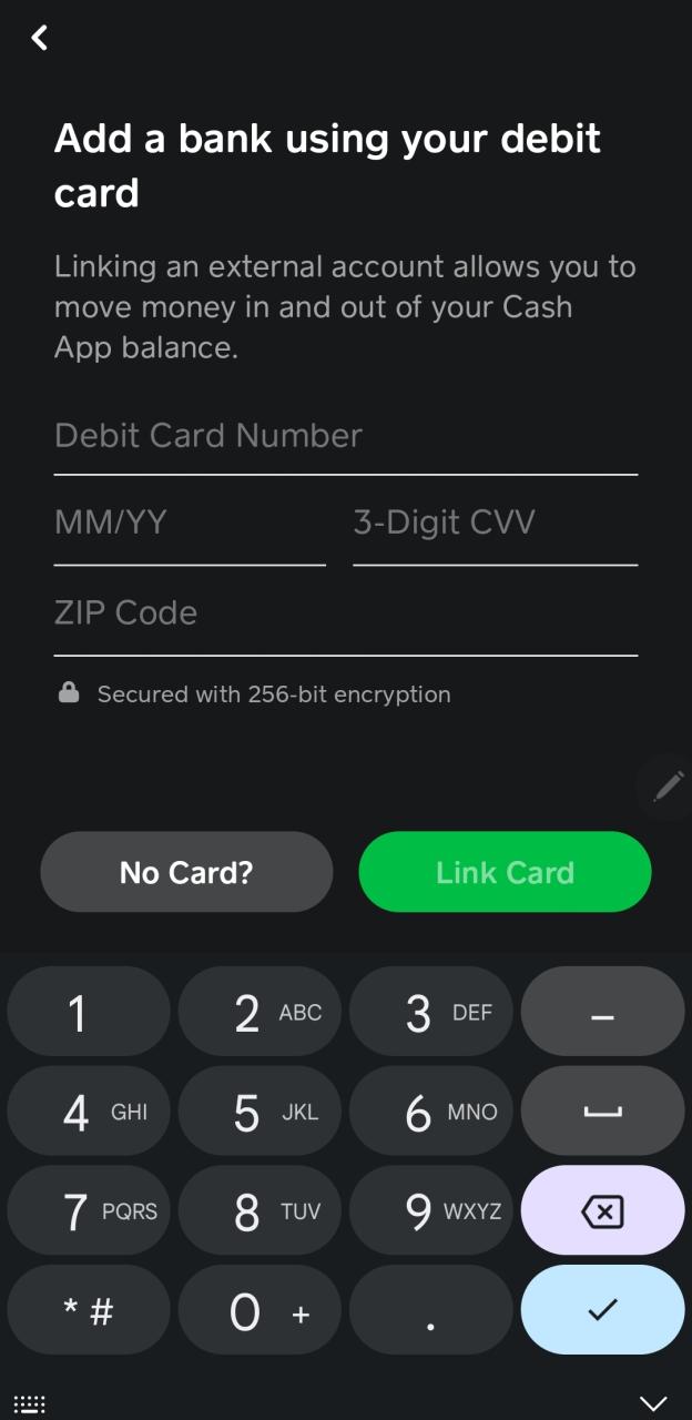 Como adicionar um cartão de débito ao aplicativo Cash