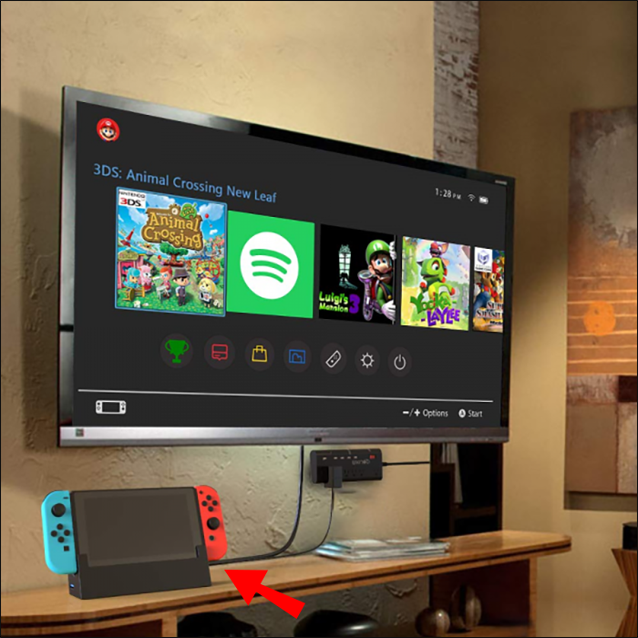 Como conectar um switch a uma TV sem um dock